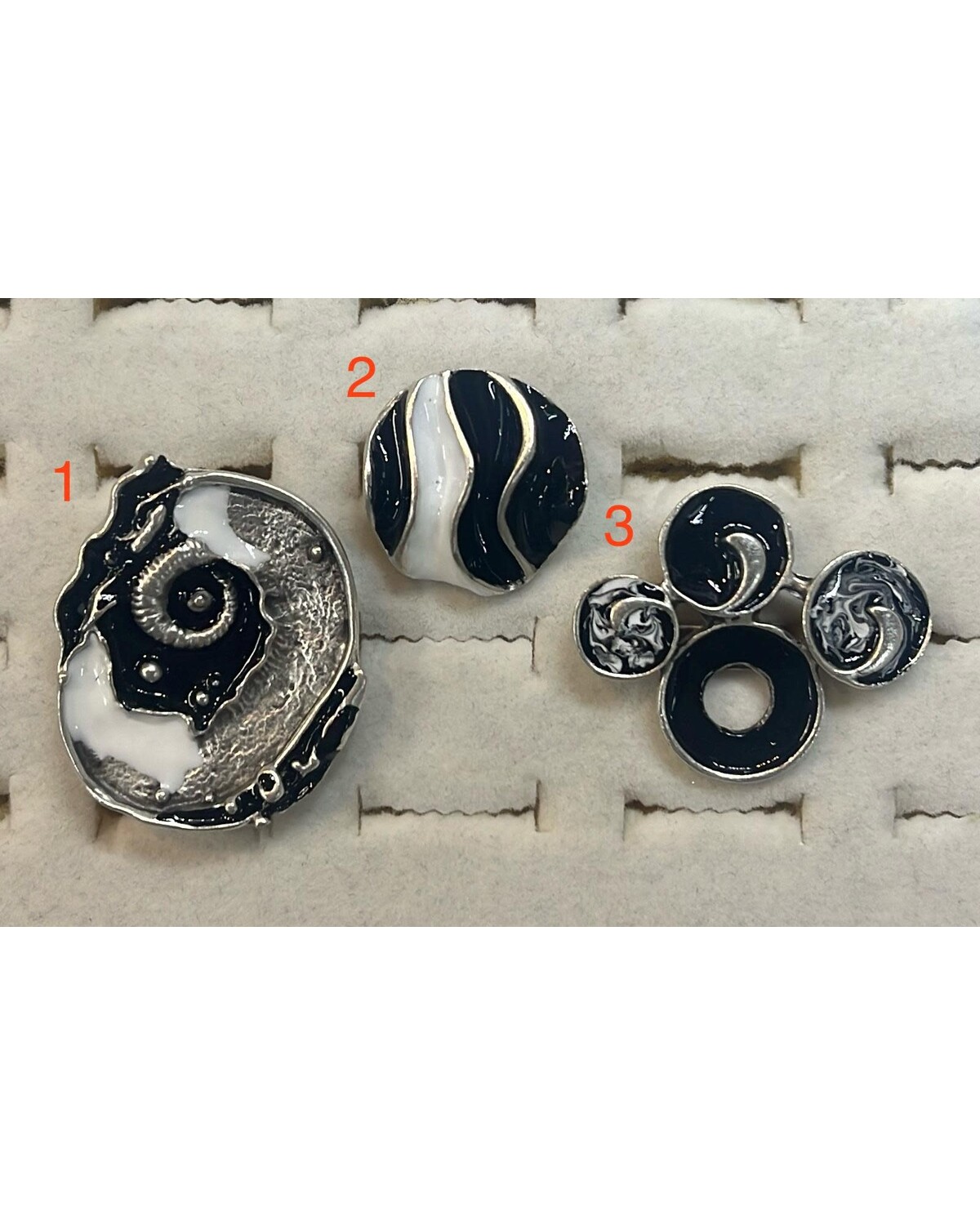 Black Enamel Adjustable Silver Plated ring