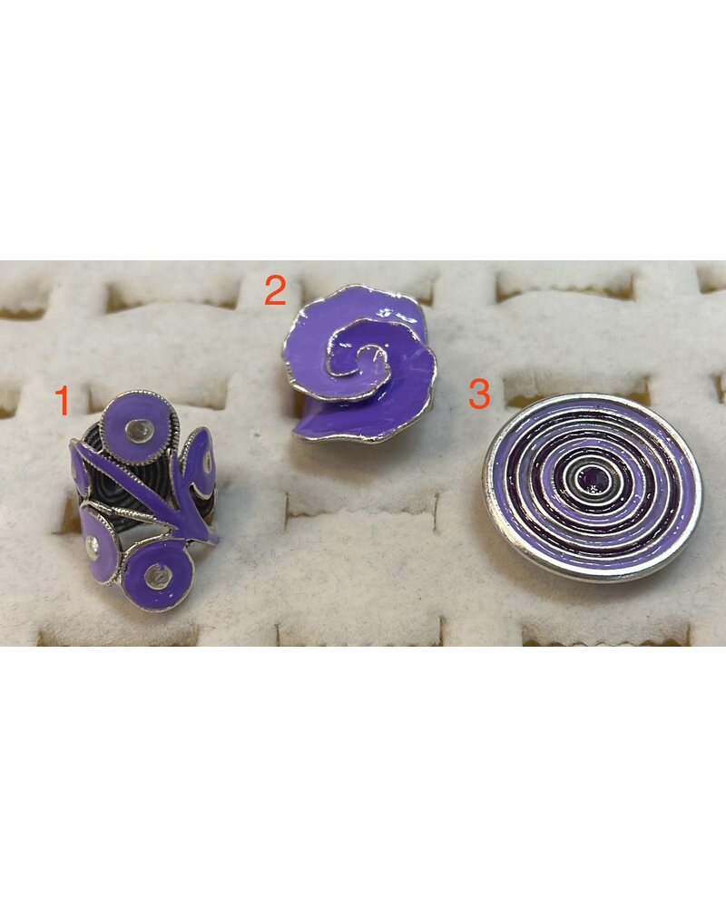 Purple Enamel Adjustable Silver Plated Ring