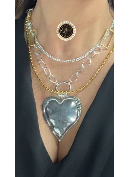 Big Heart 3 layers Necklace 4 soles