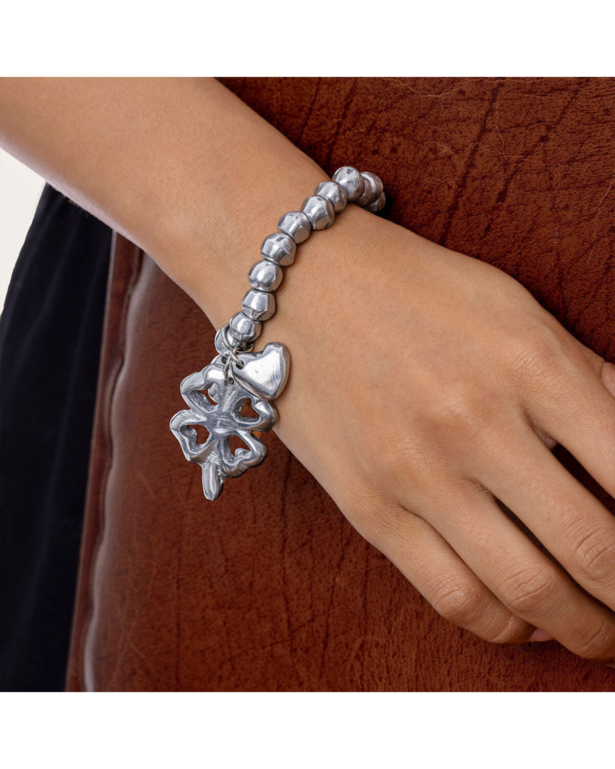 al01156 Bracelet élastique Boules grans Couer