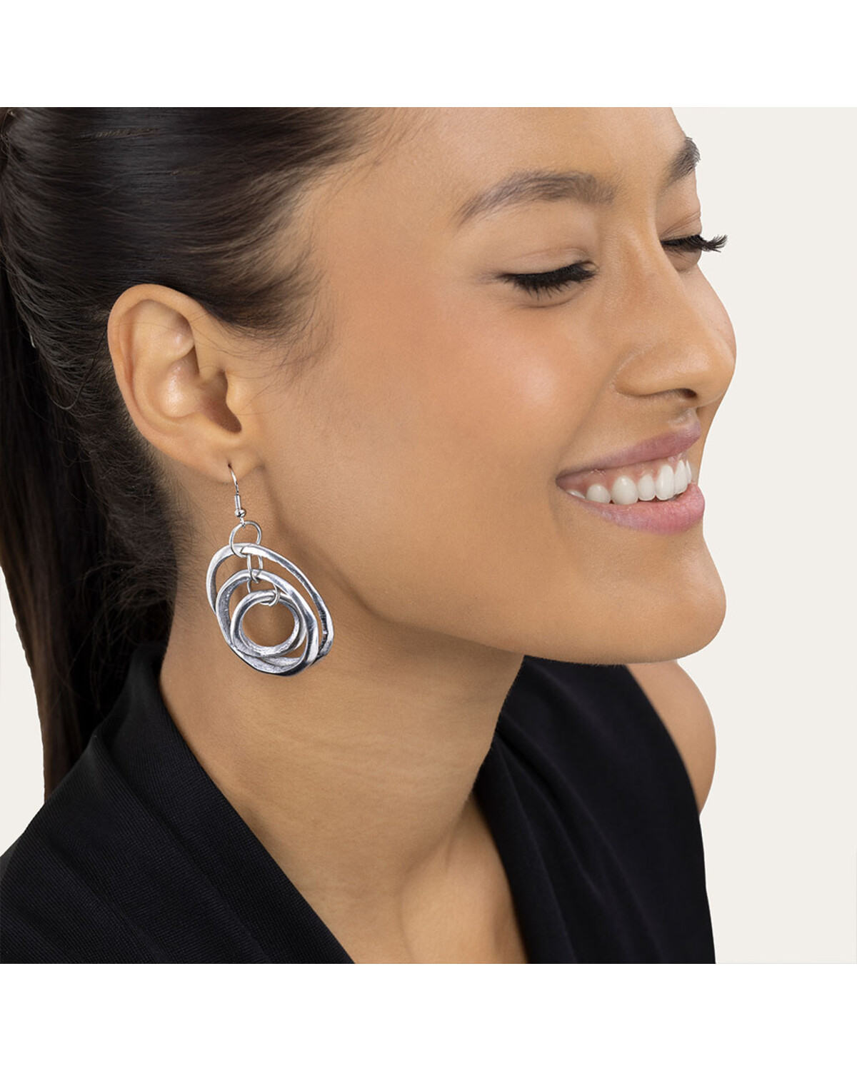AL17332 - EARRINGS 3 RONDE ET 3 ANNEAUX