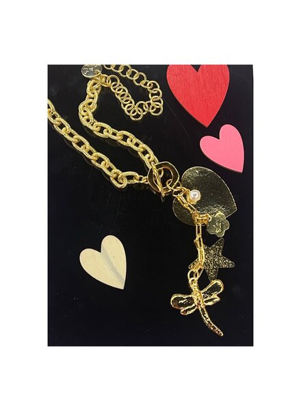Dragonfly, heart 4 Soles necklace