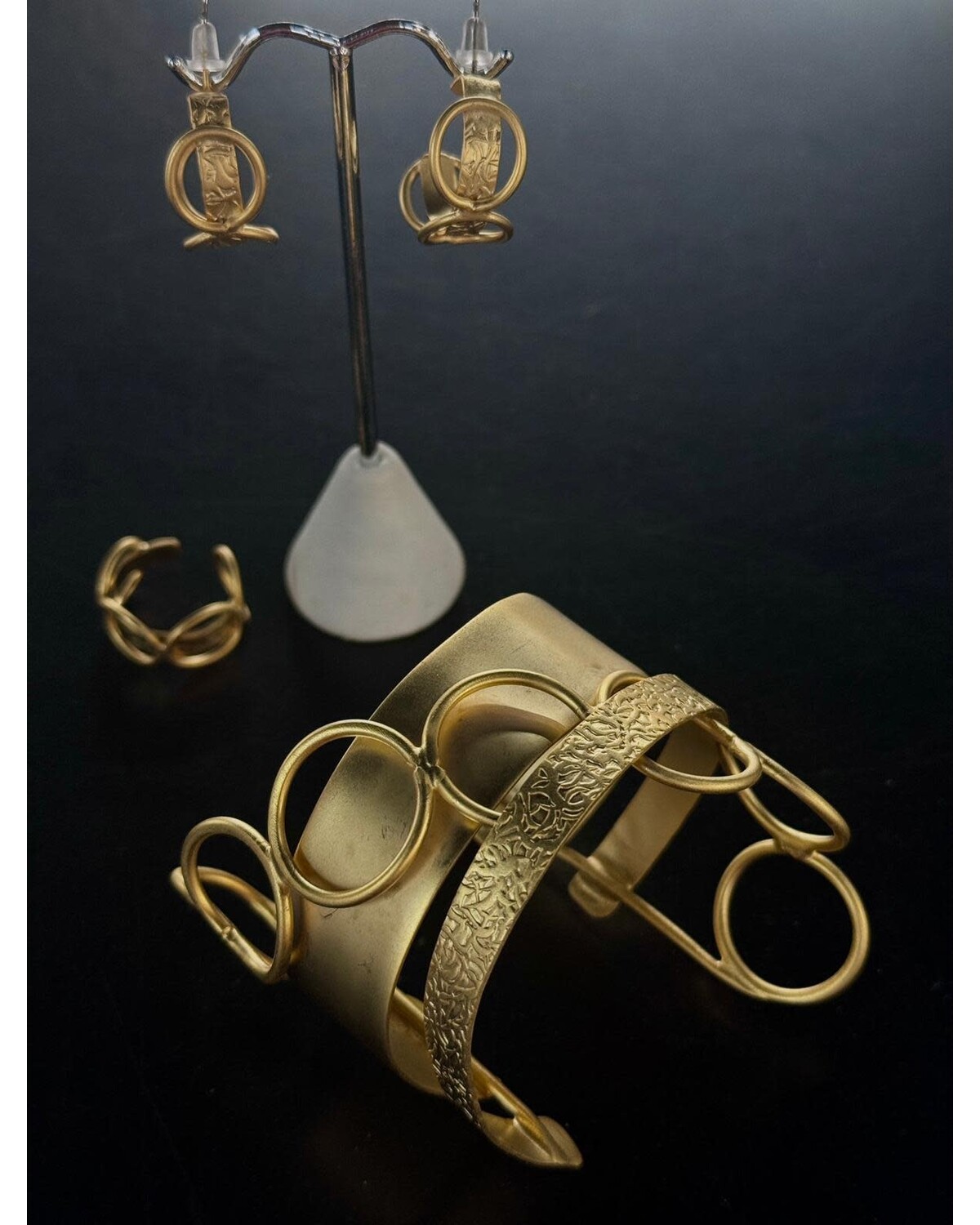 cuff brass gold hand made 3 pieces