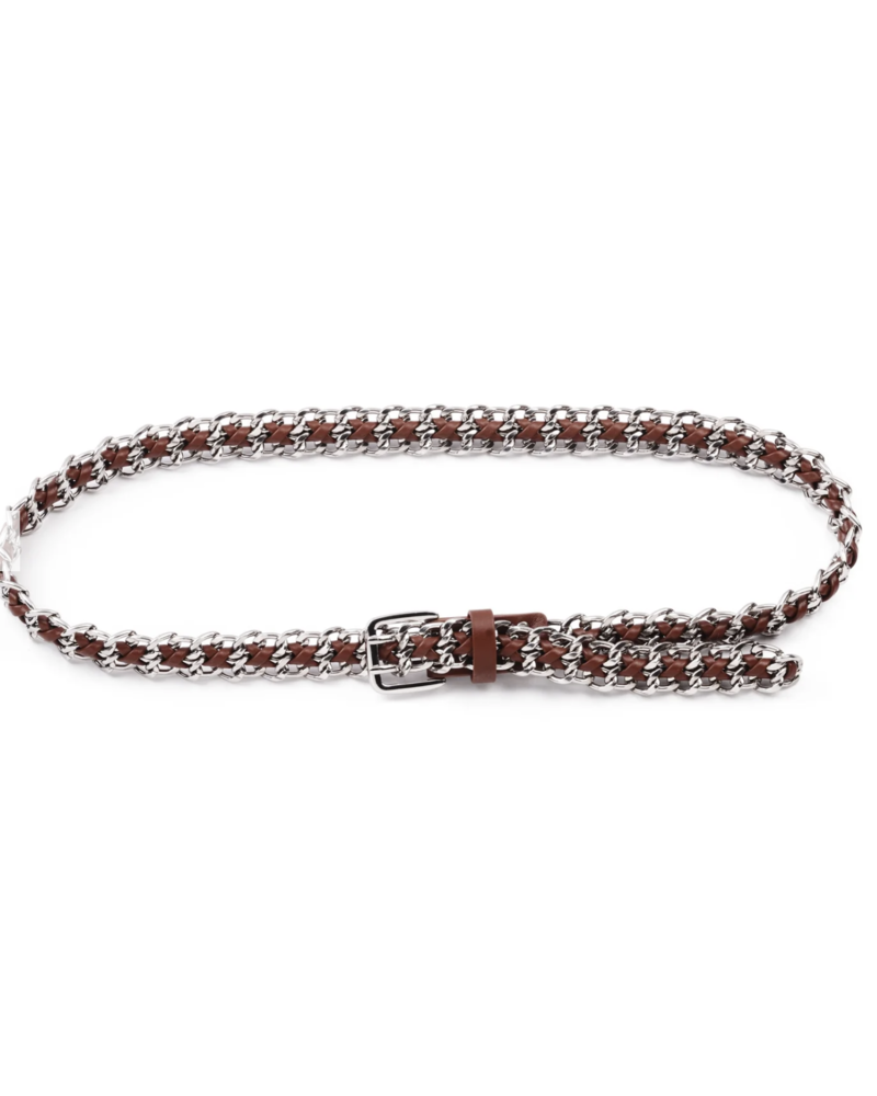 Copy of Woven Leather Chain Belt brown