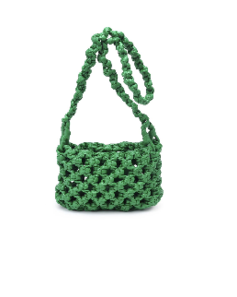 crossbody features a mesmerizing braided woven design