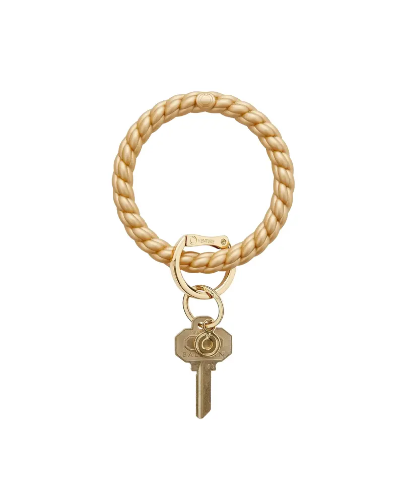 Silicone Big O® Key Ring - gold braided