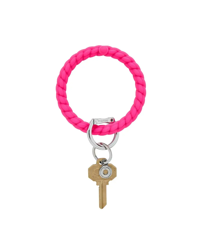 Silicone Big O® Key Ring - Ticled pink braided