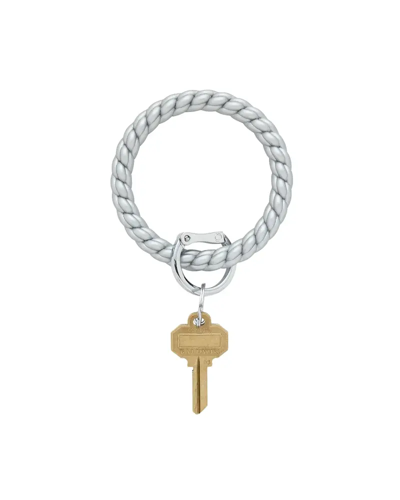 Silicone Big O® Key Ring - silver braided