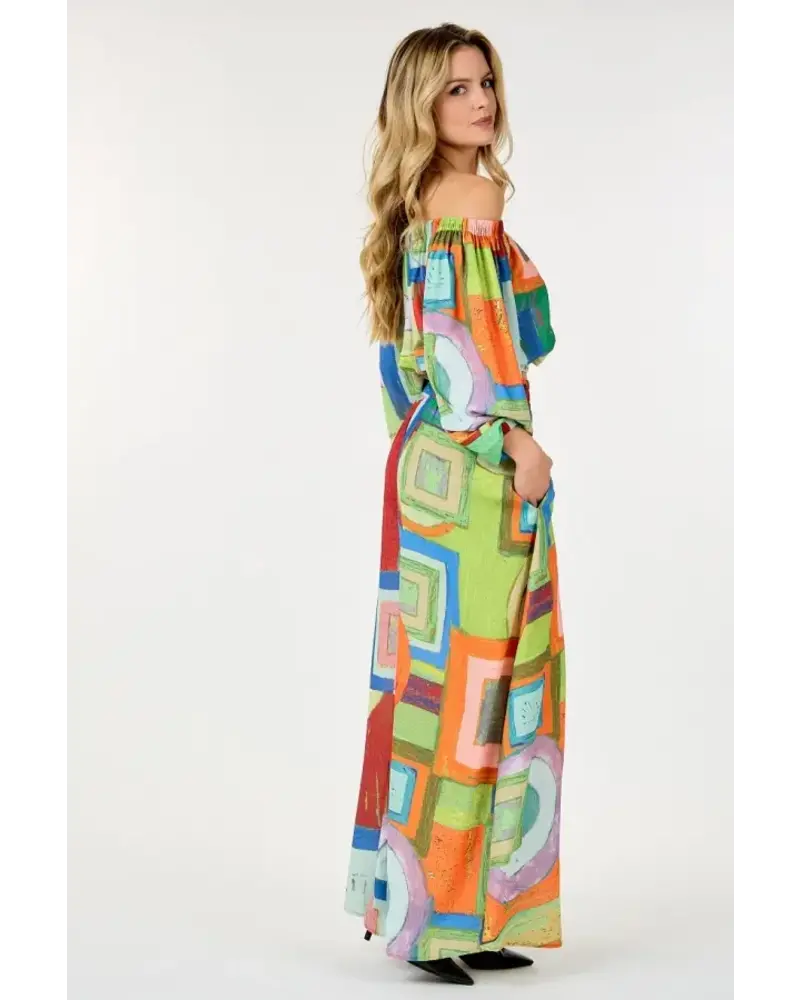 MULTI-COLORED PRINTED TWO-PIECE PANTS SET