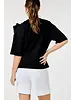 RUFFLE FRONT 3/4 SLEEVE TOP black