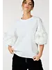 ROUND NECK SOLID TOP WITH FLOWER DETAIL White