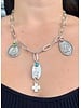 Cross/Virgen Multi Charm Silver Necklace