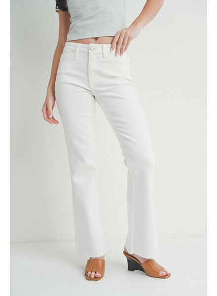 FLARE JEANS WITH HEM DETAIL WHITE