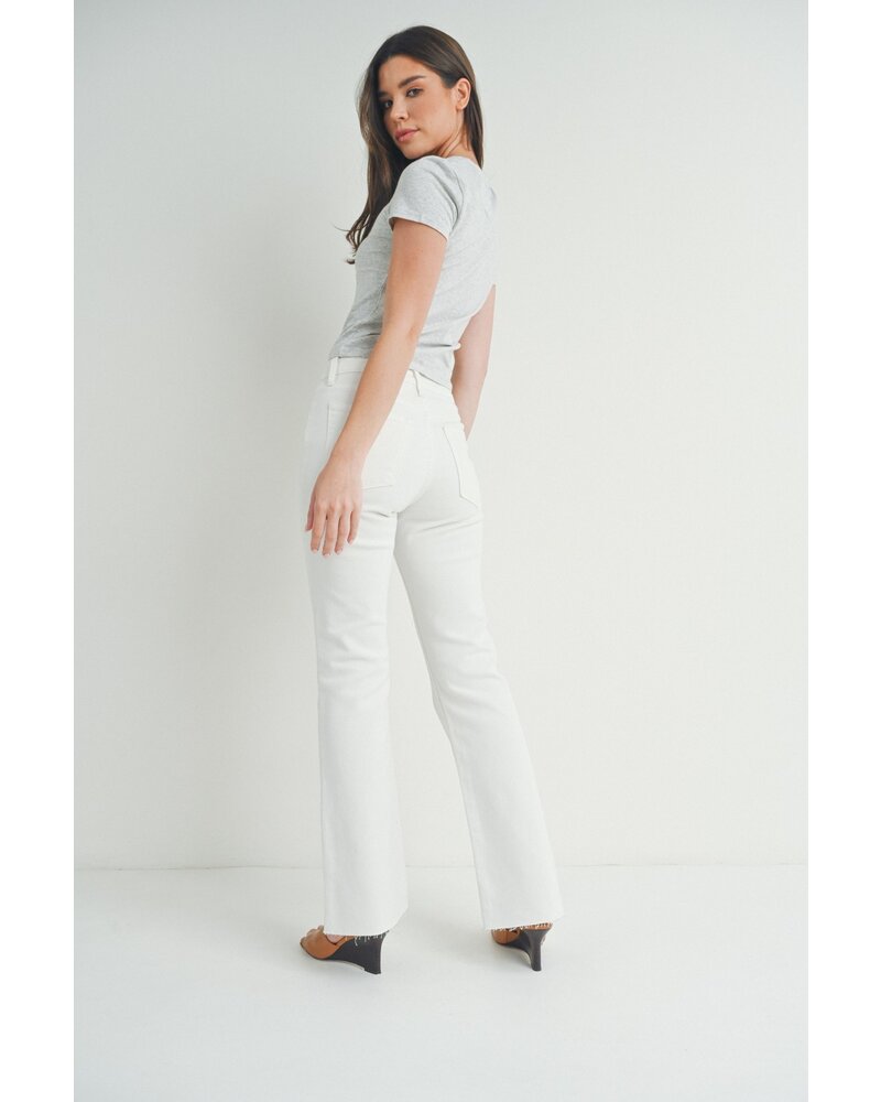 FLARE JEANS WITH HEM DETAIL WHITE