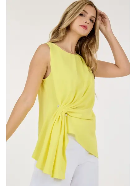 Sleeveless Solid Blouse with Side Pin Detail
