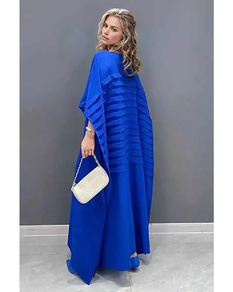 ROYAL BLUE MAXI PLEATED DRESS