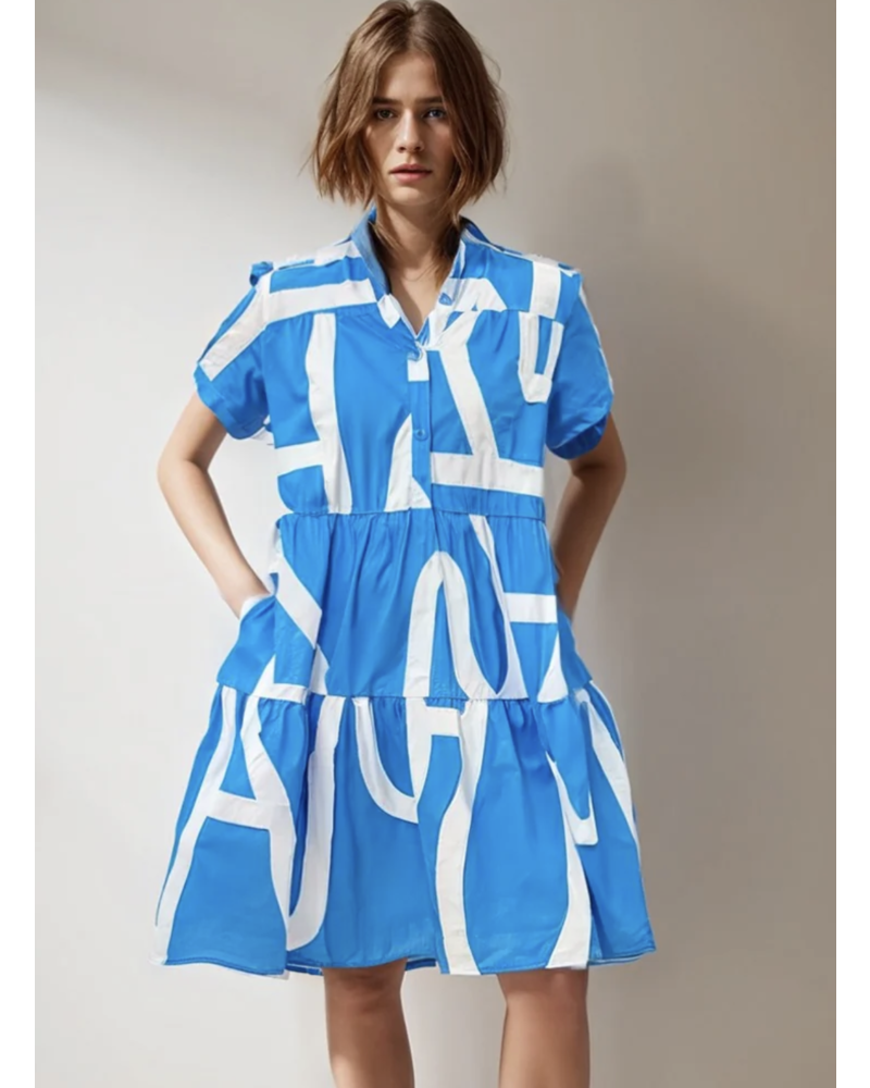 BLUE/WHITE PRINT DRESS