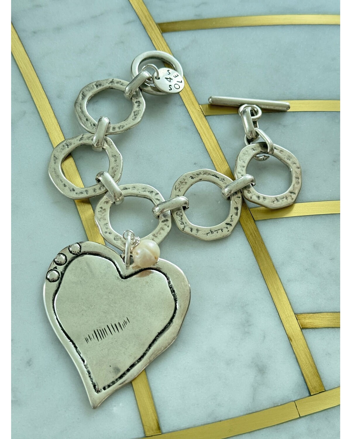 BIG SILVER HEART BRACELET