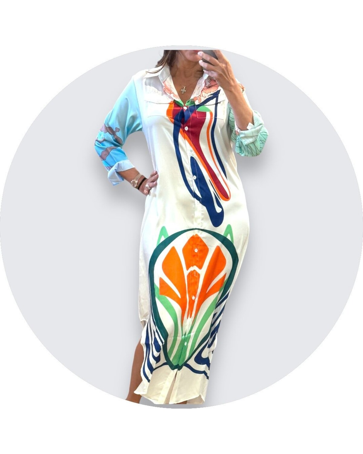 LONG SLEEVE FRONT POCKETS DRESS
