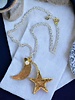 Moon & Star Long Necklace 4 soles 32"