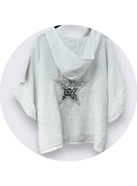 Star Hoodie Linen Top one size