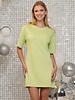 Apple green dress pearls details