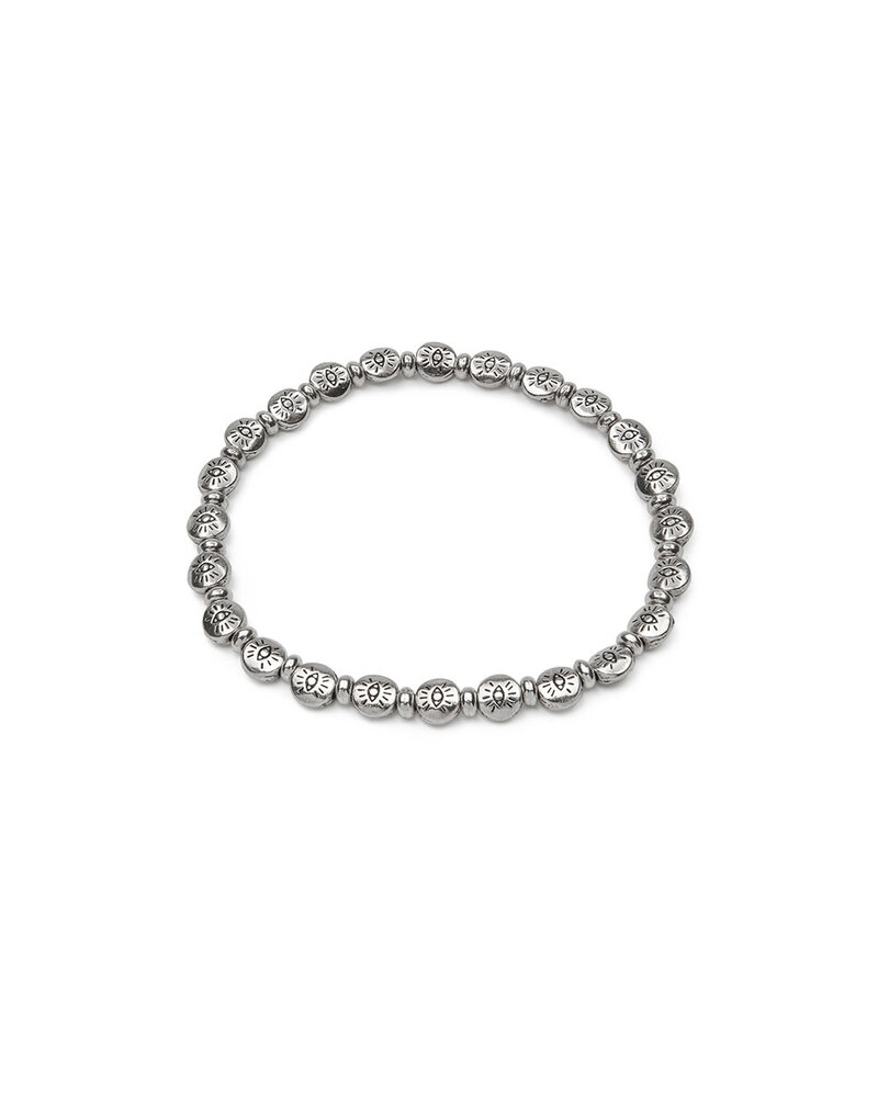 LO00156BRACCIALE ELASTICO SFERE PIATTE OCCH