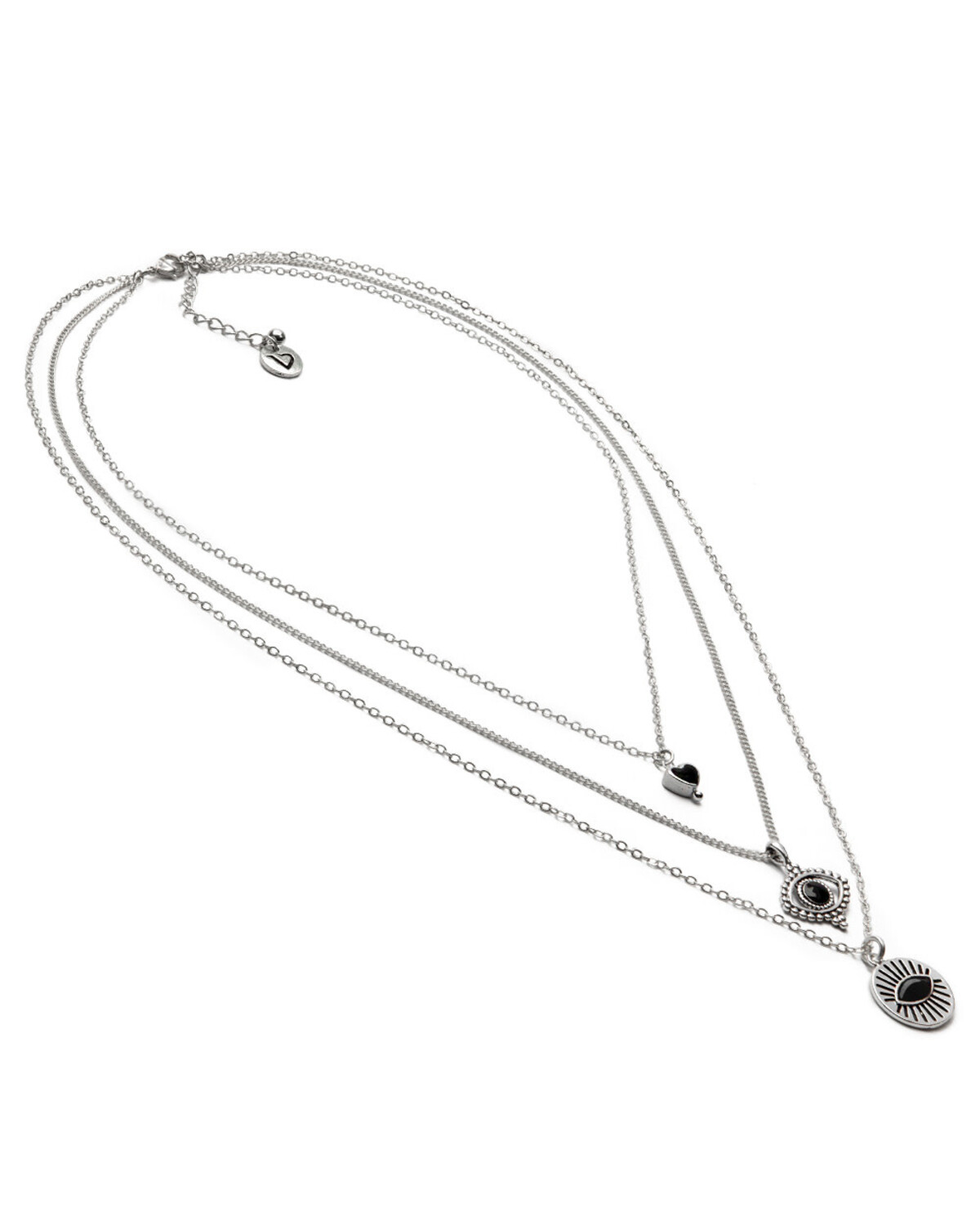 lo53158COLLANA 3 CATENE OCCHI LO53158