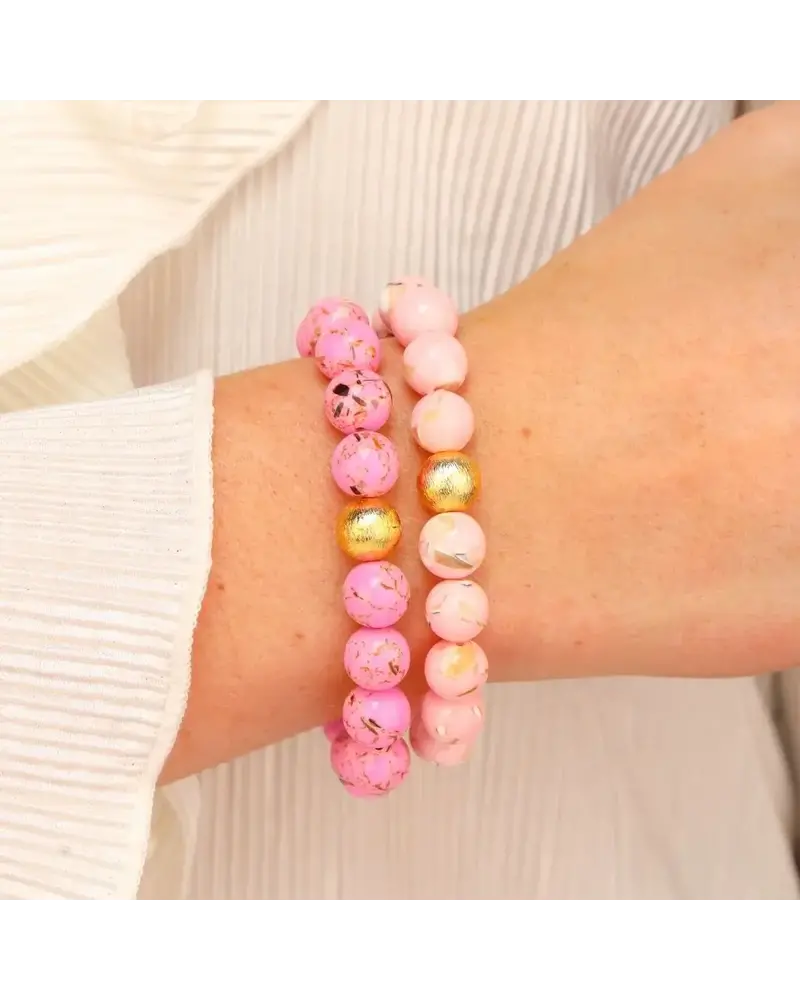 Marble Beaded Bracelet - Pink