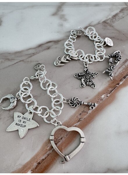 Silver Big Charms 4 Soles Bracelets