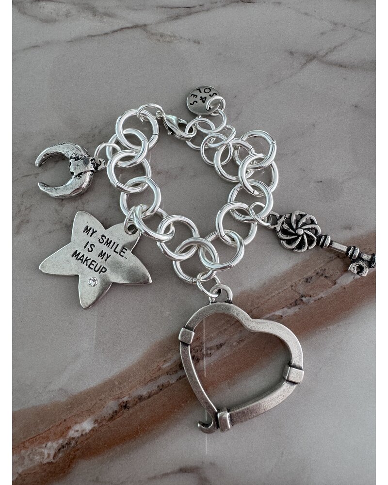 Silver Big Charms 4 Soles Bracelets