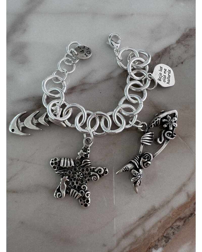 Silver Big Charms 4 Soles Bracelets