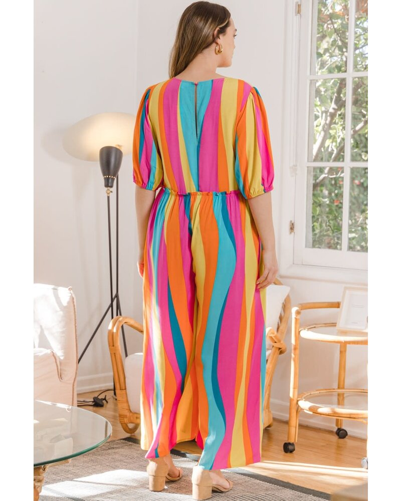 Multi Color Striped Print Jumpsuit