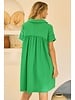 Green V-neck Collar Solid Mini Dress