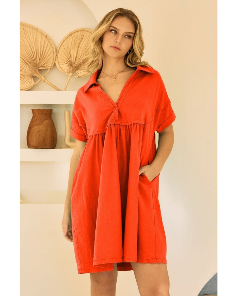 Plus Solid Woven Tiered Mini Dress