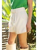 Pearl Trimmed Hem Pleated Shorts