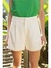 Pearl Trimmed Hem Pleated Shorts