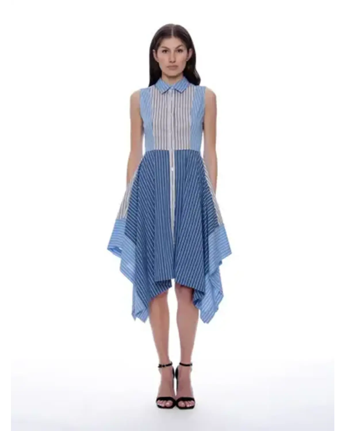 Contrast Stripped Cotton Assymetrical Dress Gracia