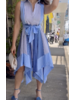 Contrast Stripped Cotton Assymetrical Dress Gracia