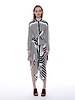Contrast Stripes Front-Tie Asymmetrical Hem Dress