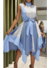 Contrast Stripped Cotton Assymetrical Dress Gracia