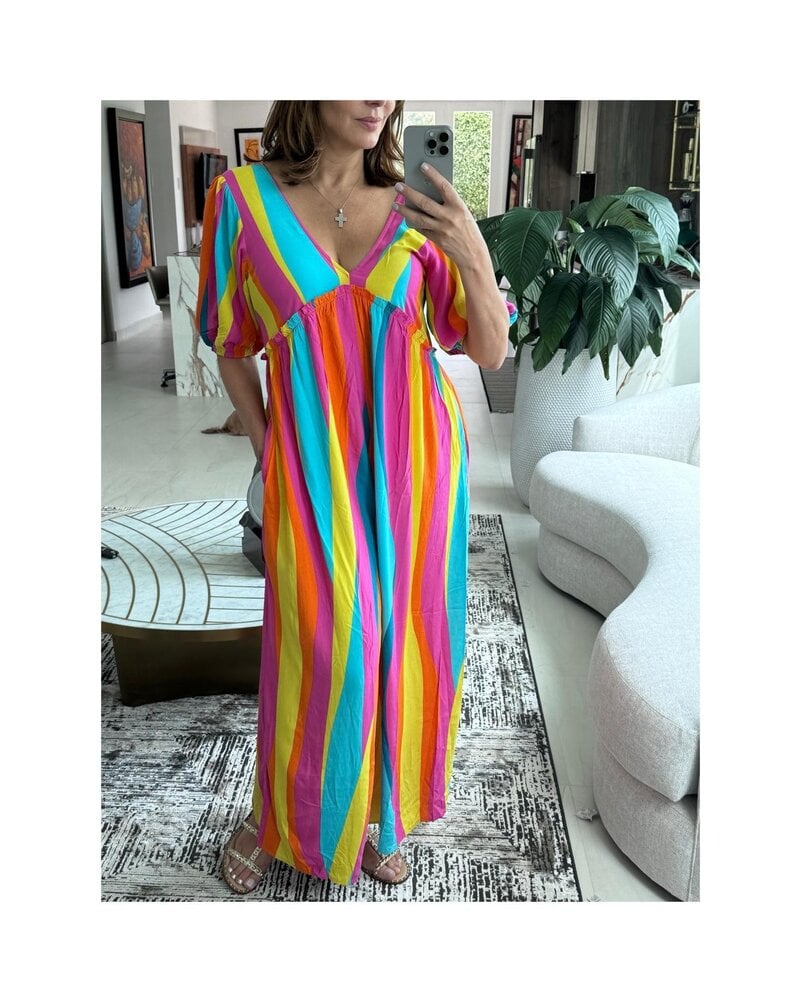 Multi Color Striped Print Jumpsuit