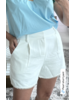 Pearl Trimmed Hem Pleated Shorts