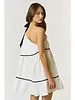 One Shoulder Bow Tie Contrast Babydoll Dress