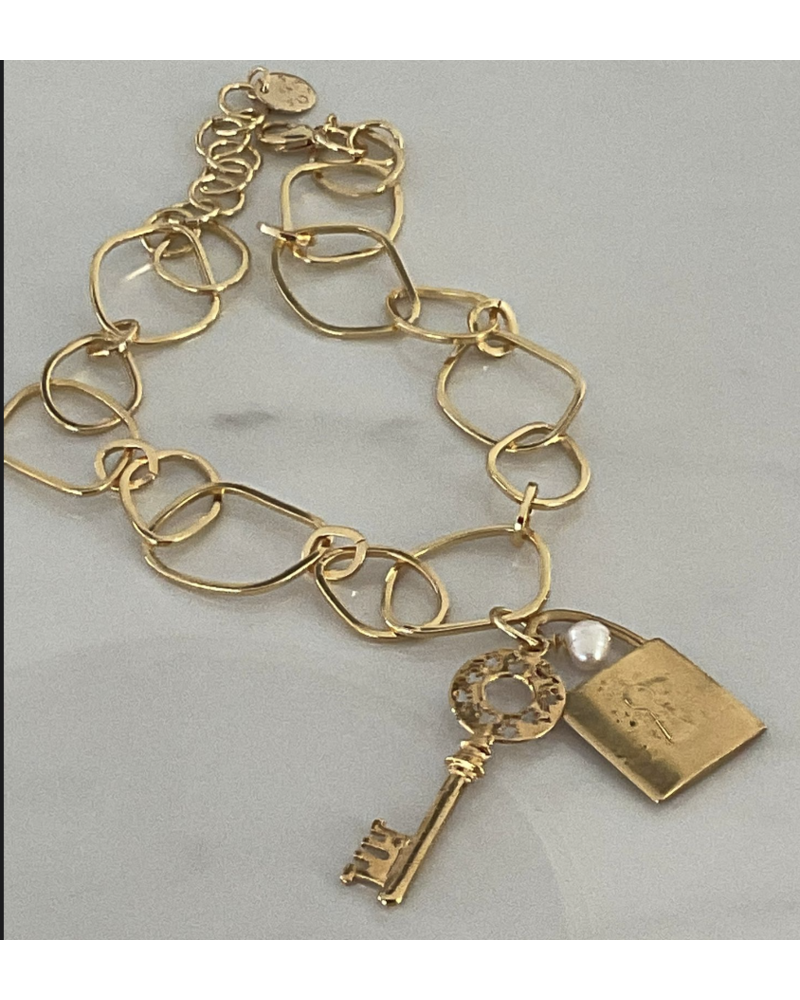 Big lock and Chain 4 Soles 24" Necklace