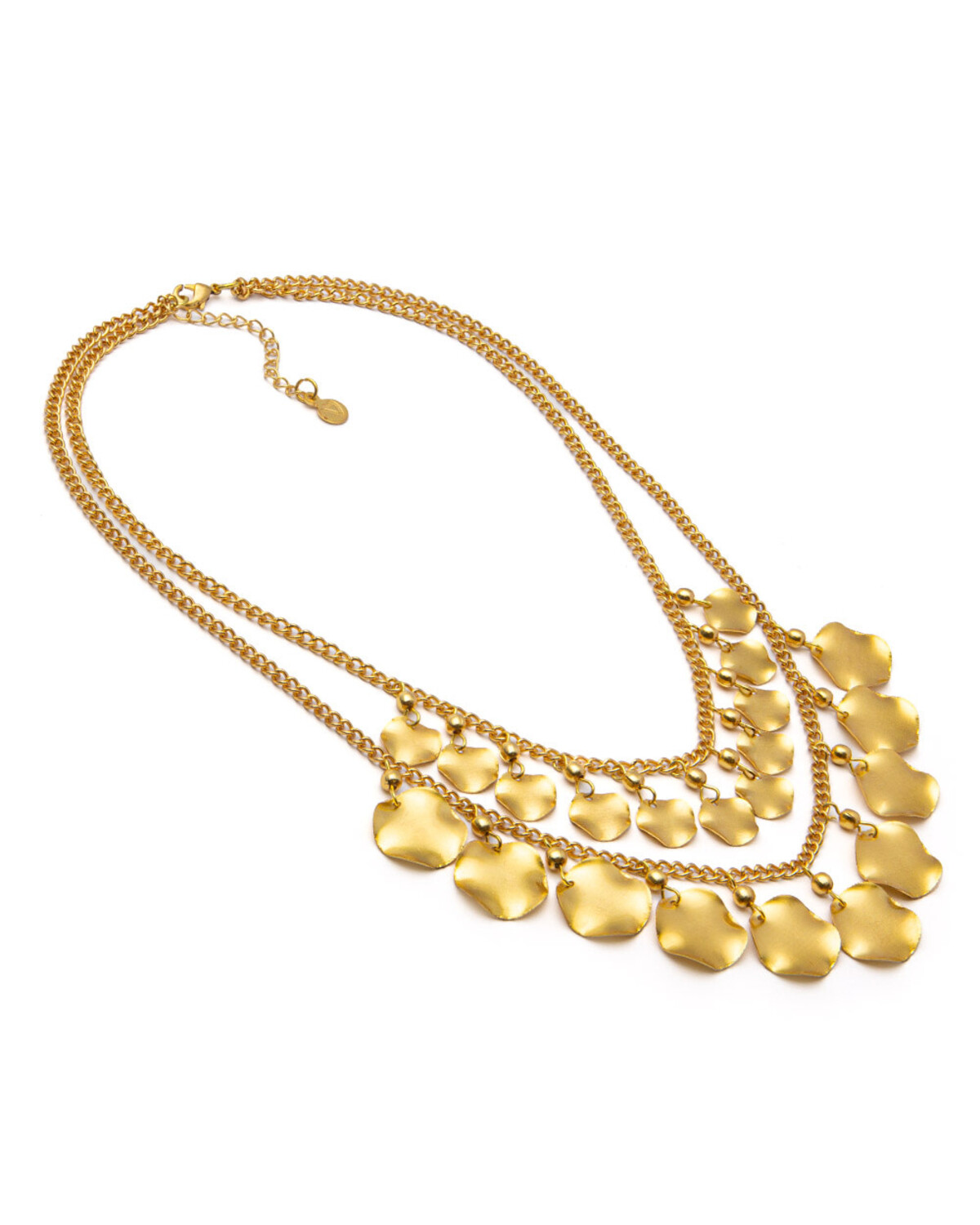 dd03015 NECKLACE 2 CHAINS WAVY COINS