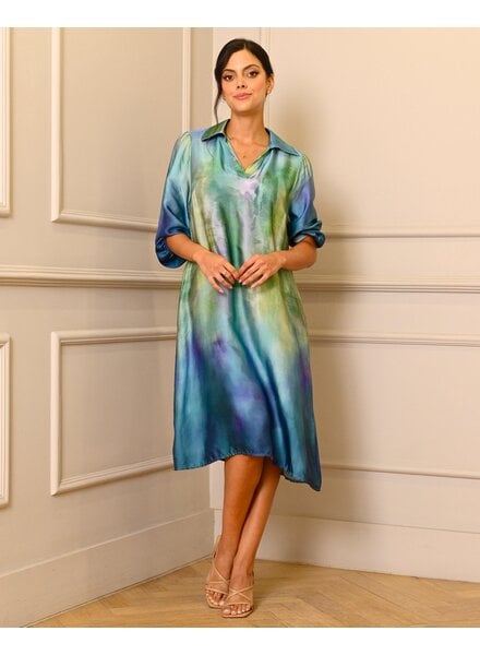 Blue/Green Long Sleeve Dress