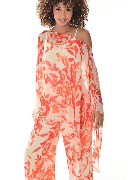 Ladies Poncho Light Weight Off-the-Shoulder Floral