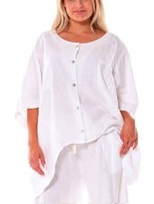 Linen Loose Button Down Butterfly Sleeve Blouse LLB1697 - ONE SIZE