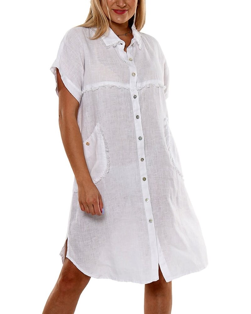 Linen Dress Fringe with Pockets